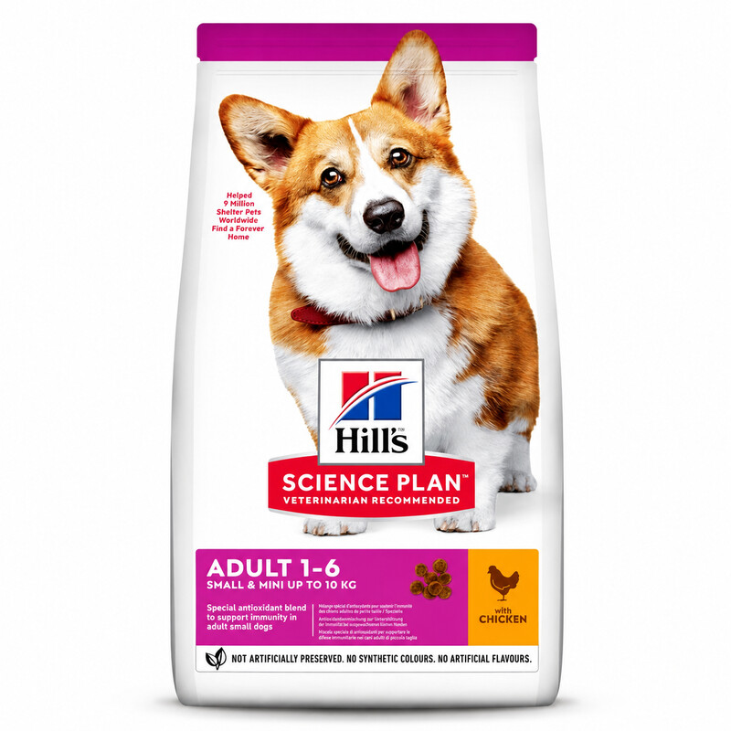Hill’s Science Plan Adult Small & Mini — მცირე და მინიატურული ჯიშის ზრდასრული ძაღლების მშრალი საკვები ქათმით, 6 კგ