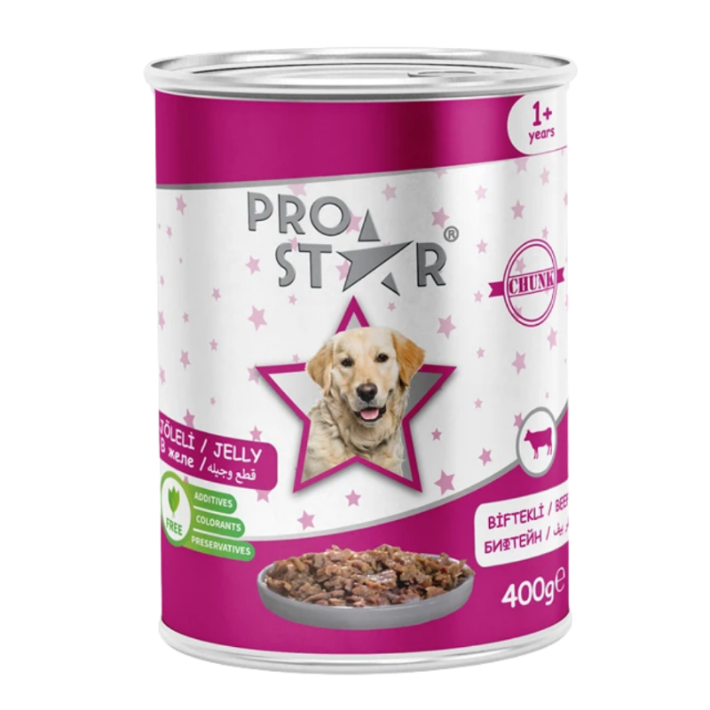 Prostar Jelly — სველი საკვები ზრდასრული ძაღლებისთვის, საქონლის ხორცით, 400 გ
