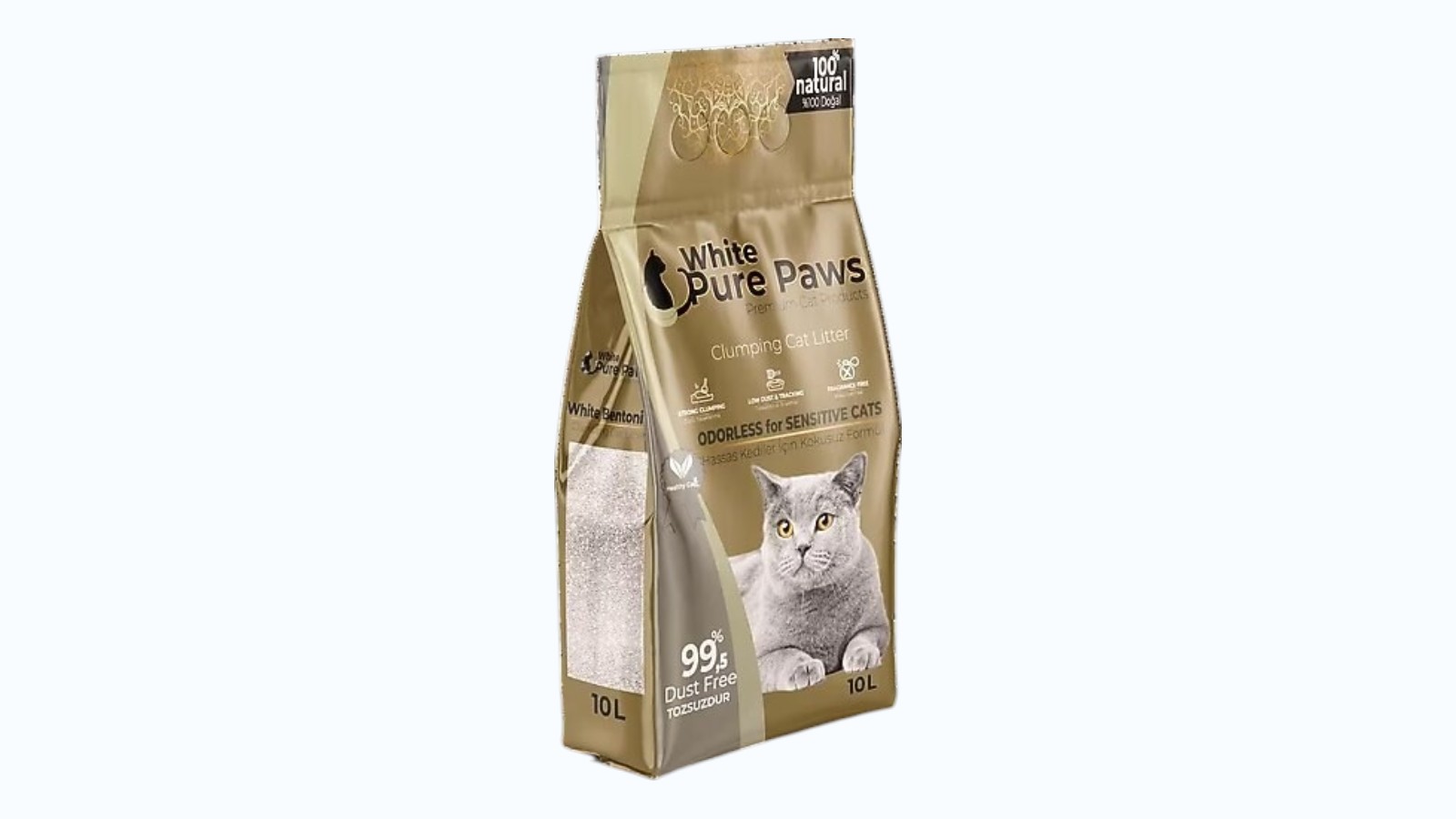 White Pure Paws კატის ქვიშა უსუნო 10 ლ