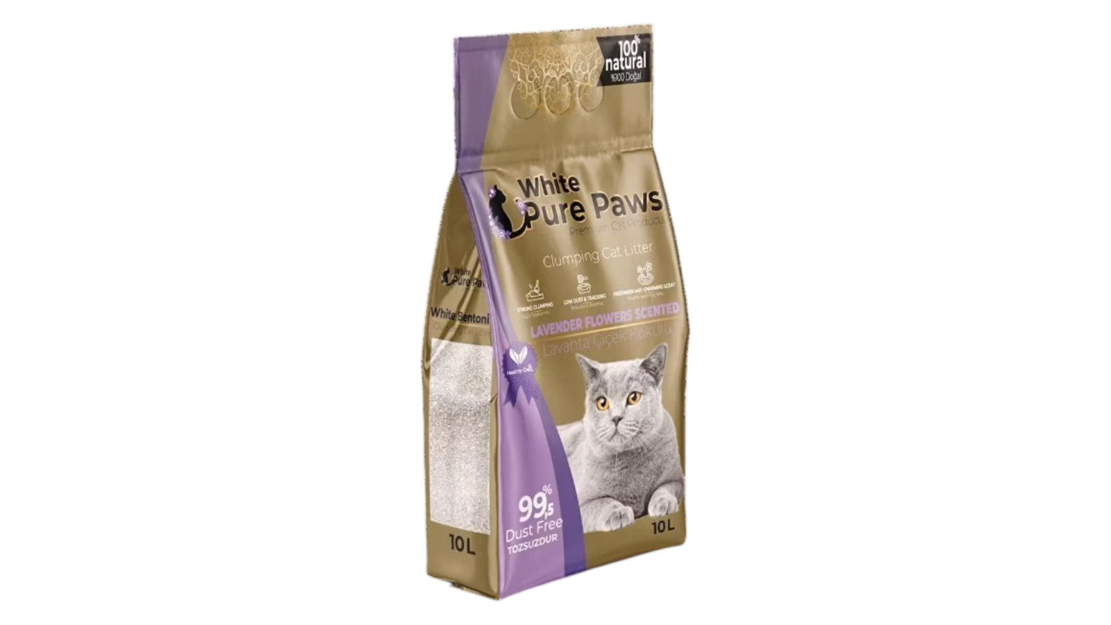 White Pure Paws Cat Litter with Lavender Scent 10L