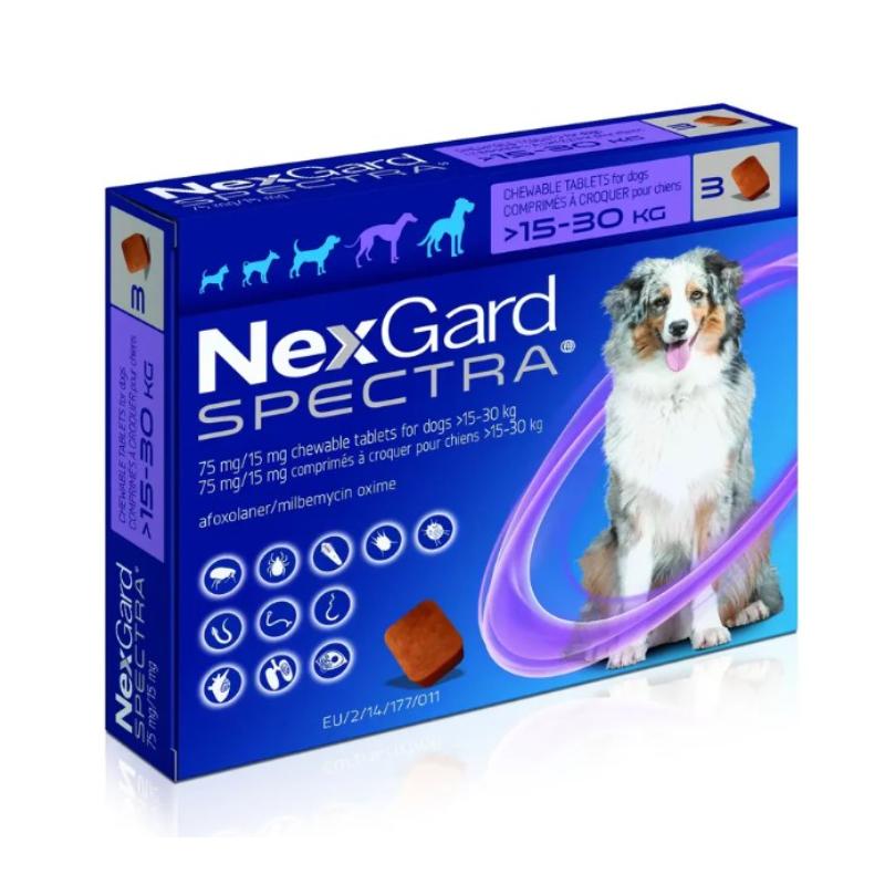 NexGard Spectra ანტიპარაზიტული ტაბლეტი ძაღლებისთვის L (15-30 კგ) (1ცალი)