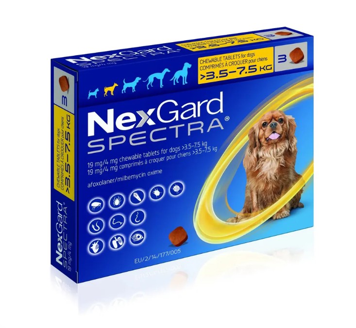 NexGard Spectra ძაღლისთვის S 3.5-7.5კგ (1 ტაბლეტის ფასი)