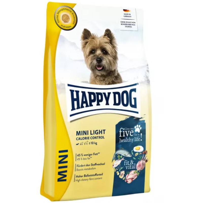Happy Dog Fit&Vital Mini Light — მცირე ჯიშის ზრდასრული ძაღლების მშრალი საკვები წონის კონტროლისთვის, 4 კგ