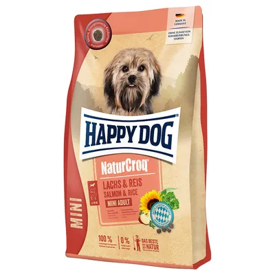 Happy Dog NaturCroq Mini — მცირე ჯიშის ზრდასრული ძაღლების მშრალი საკვები ორაგულითა და ბრინჯით, 4 კგ