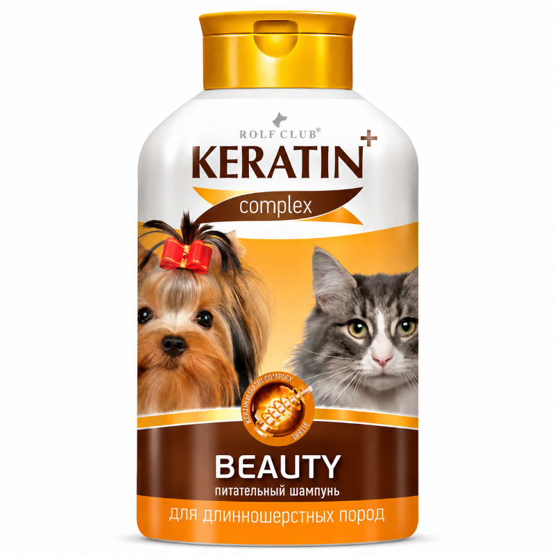 Rolf Club Keratin+ Beauty Shampoo for Long-Haired Dogs and Cats, 400 ml