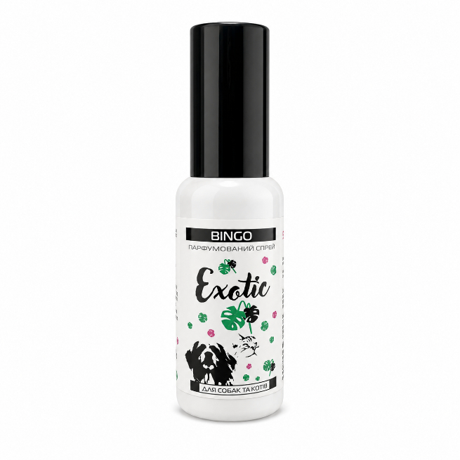 Bingo Exotic — პარფიუმირებული სპრეი ძაღლებისა და კატებისთვის, 50 მლ