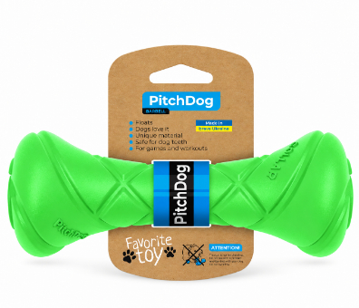 PitchDog — ძაღლის  სათამაშო ჰანტელი, მწვანე, 19 × 7 სმ