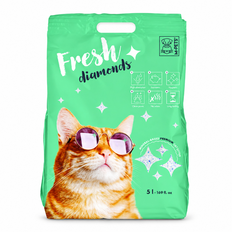M-PETS Fresh Diamonds Silica — კატის სილიკაგელის ტუალეტის შემავსებელი, 5 ლ