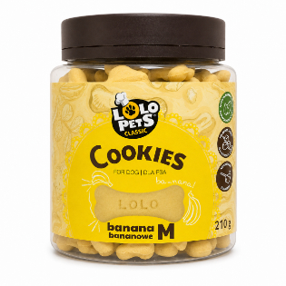 Lolo Pets Classic Cookies — ძაღლის ორცხობილები ბანანის არომატით, M ზომა, 210 გ