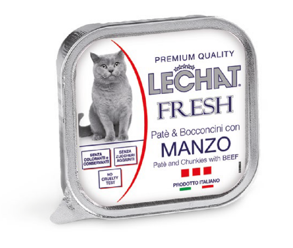 LeChat Excellence Fresh — პაშტეტი და ნაჭრები საქონლის ხორცით ზრდასრული კატებისთვის, 100 გ
