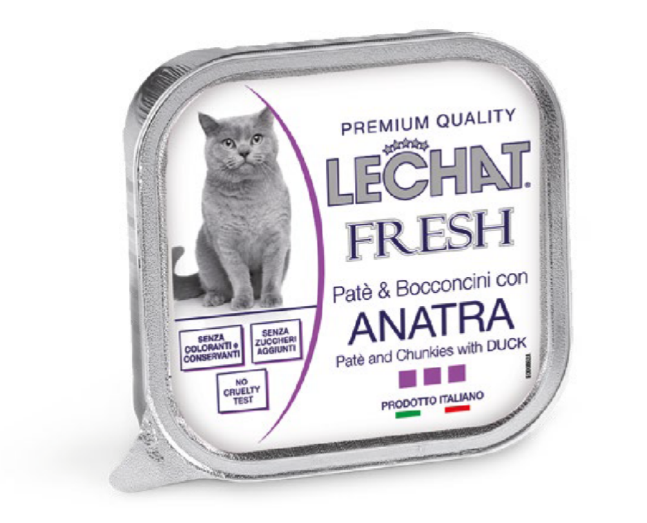 LeChat Excellence Fresh — პაშტეტი და ნაჭრები იხვის ხორცით ზრდასრული კატებისთვის, 100 გ