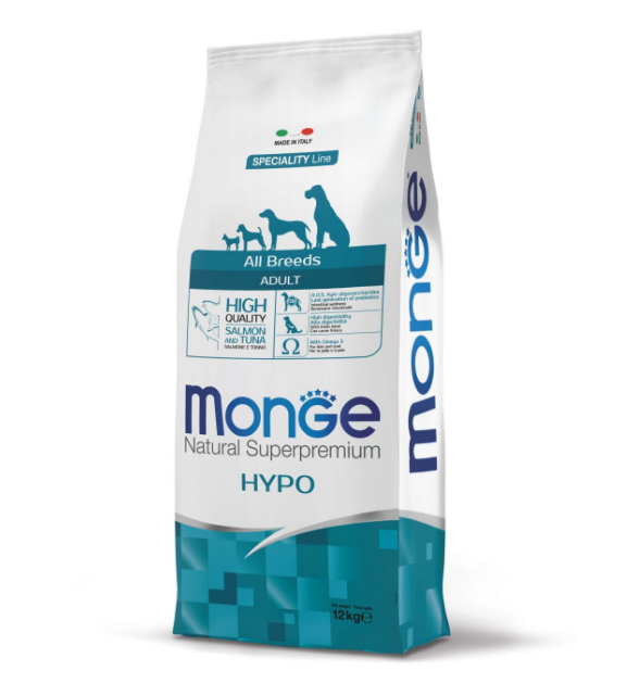 Monge Natural Superpremium Hypoallergenic — ზრდასრული ძაღლების მშრალი საკვები ორაგულითა და თინუსით 12კგ