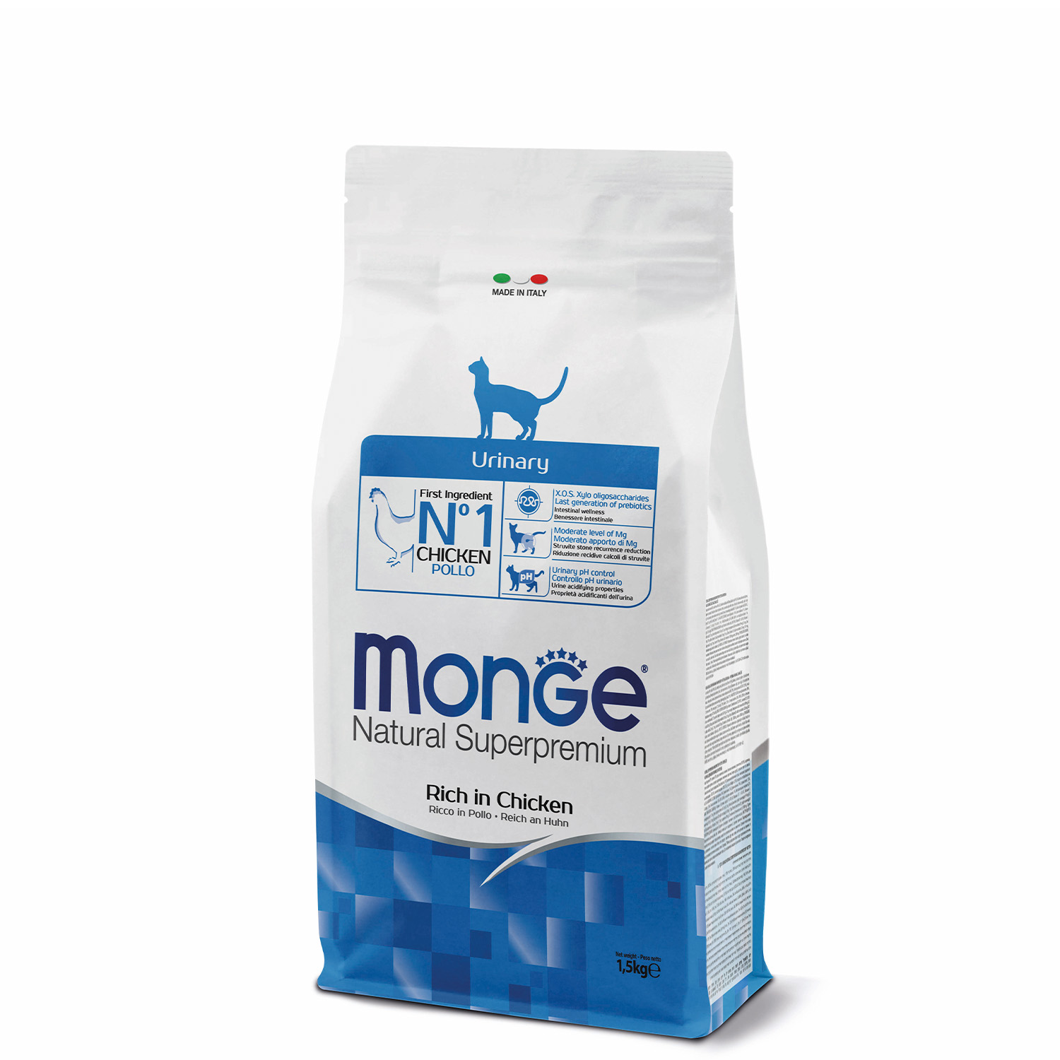 Monge Natural Superpremium Urinary — კატის დიეტური მშრალი საკვები ქათმით, 1.5 კგ