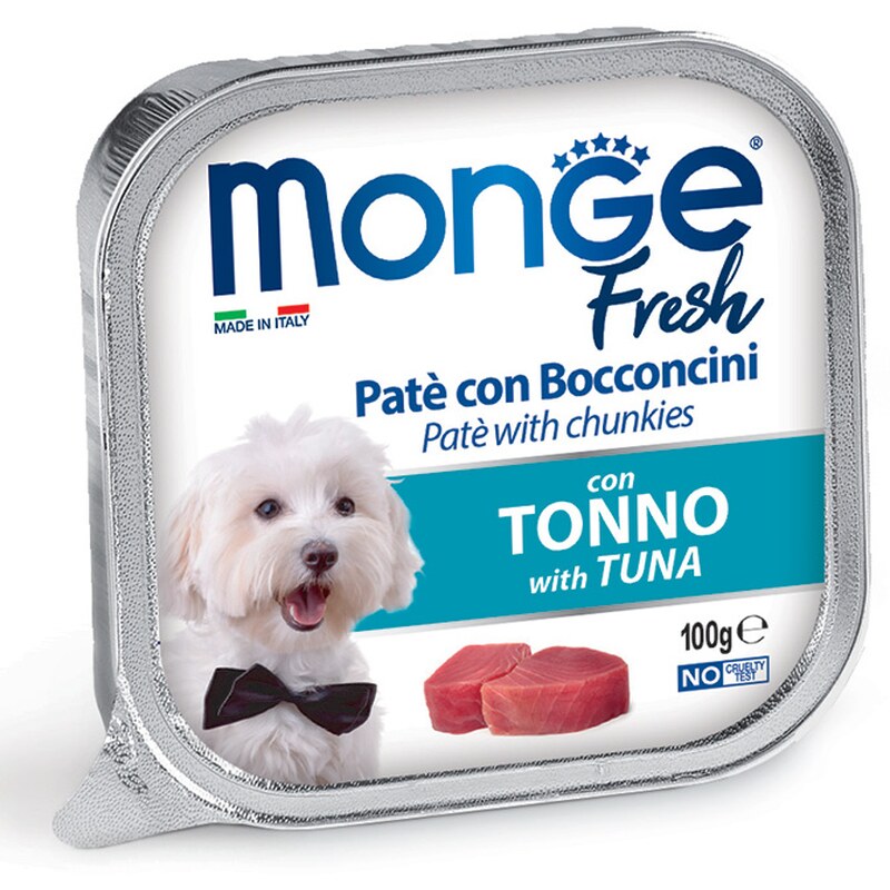 Monge Fresh — ძაღლის სველი საკვები, პაშტეტი თინუსის ნაჭრებით, 100 გ