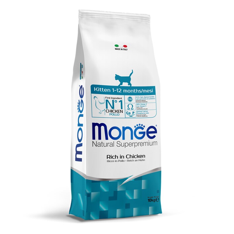 Monge Natural Superpremium Kitten — კნუტების მშრალი საკვები ქათმის ხორცით, 10 კგ