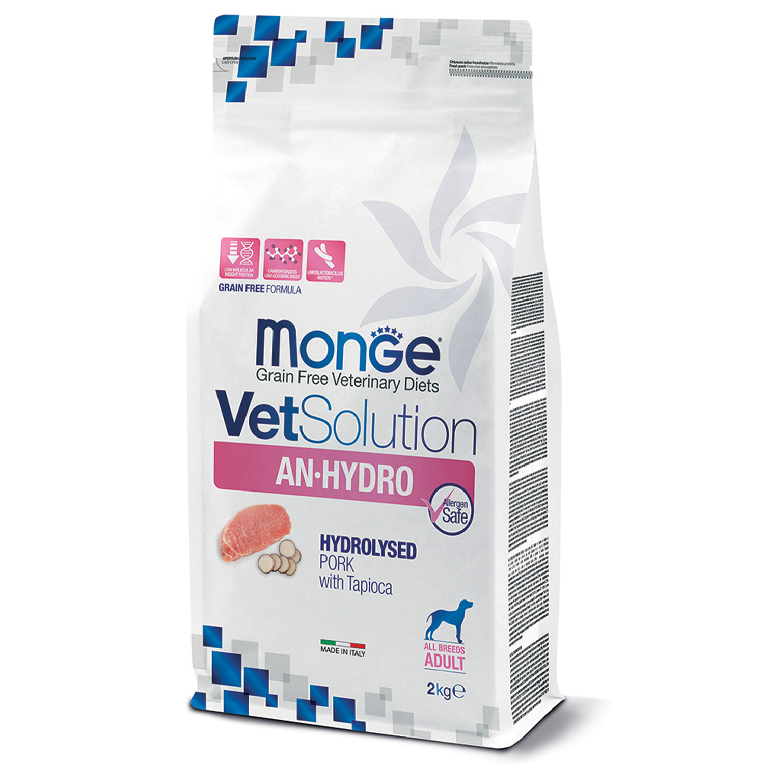 Monge VetSolution AN-HYDRO – ჰიპოალერგიული დიეტური საკვები ძაღლებისთვის, 2 კგ