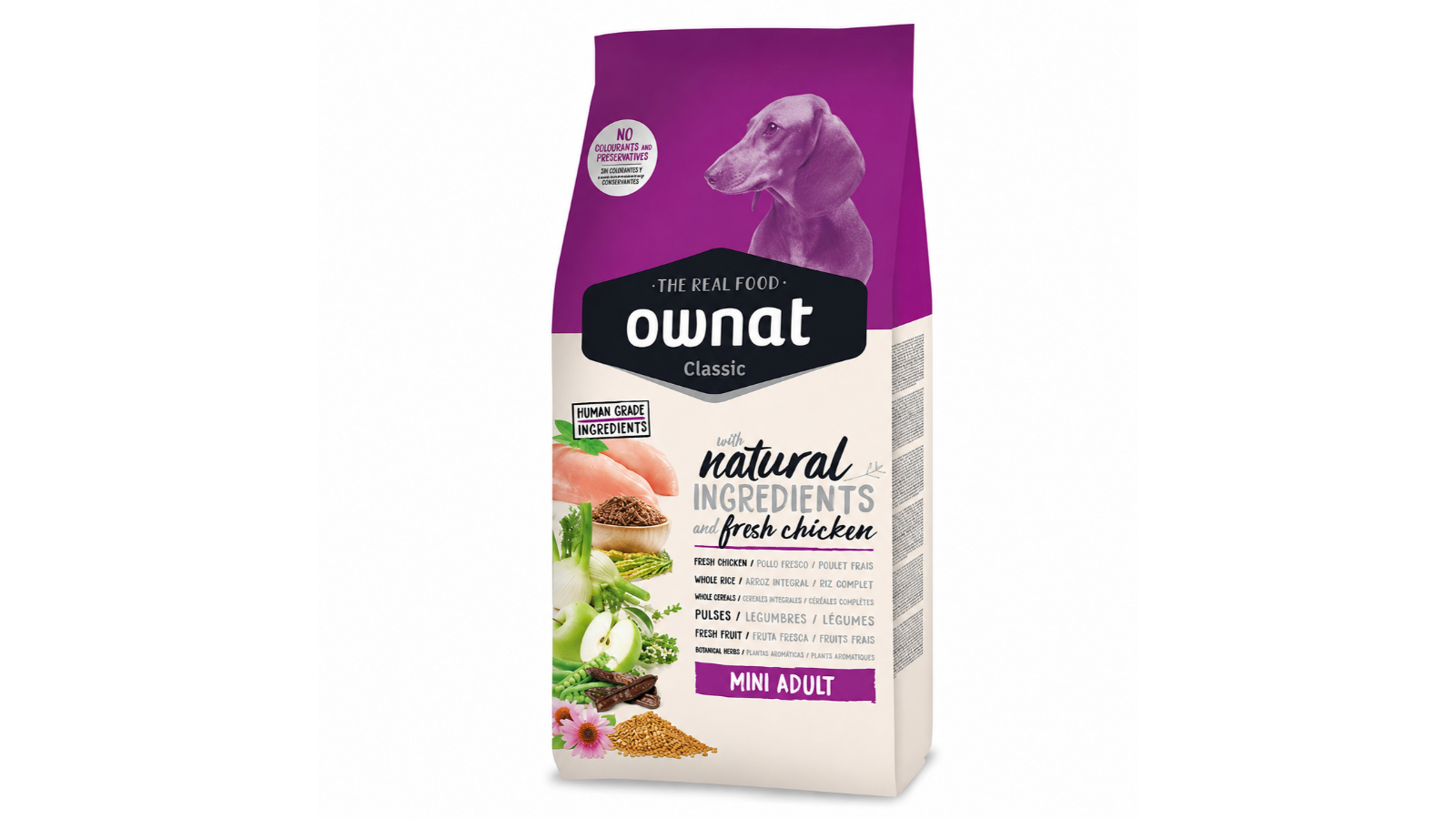 Ownat Classic Mini Adult — მცირე ჯიშის ზრდასრული ძაღლების მშრალი საკვები ქათმით, 4 კგ