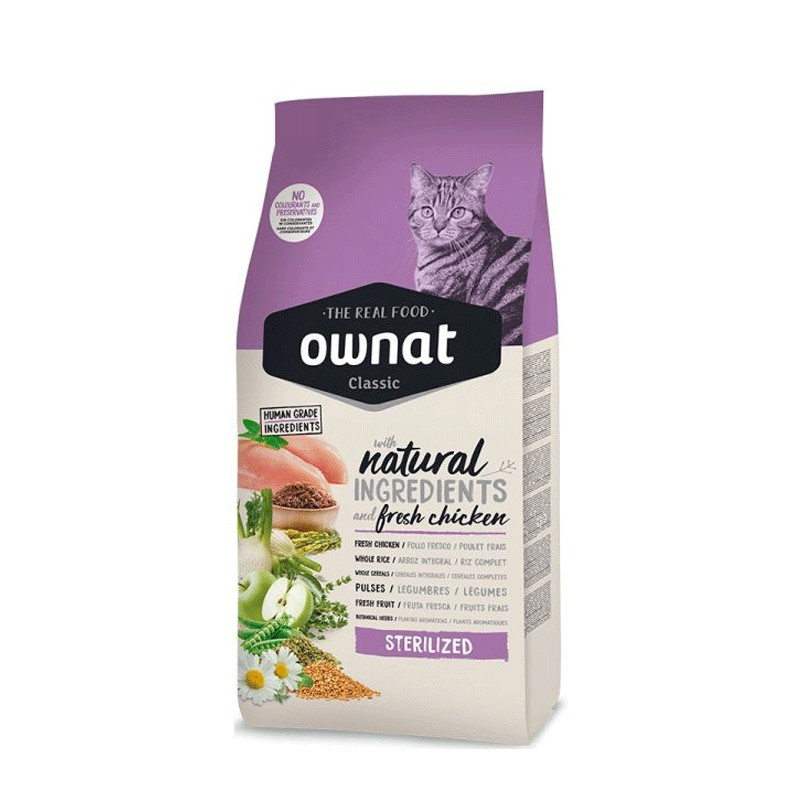 Ownat Classic Sterilized — ზრდასრული სტერილიზებული კატების მშრალი საკვები, 15 კგ