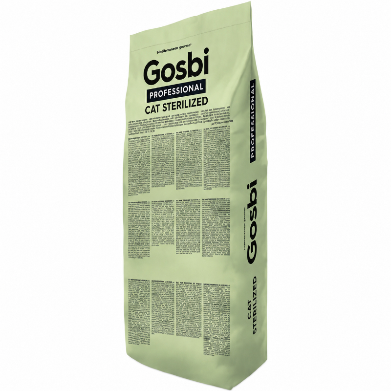 Gosbi Professional Cat Sterilized — სტერილიზებული კატების მშრალი საკვები ქათმით, ორაგულითა და თინუსით, 18 კგ