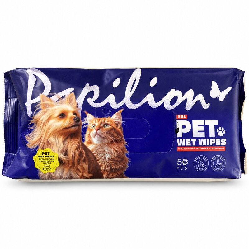 Papilion XXL — კატის და ძაღლის სველი ხელსახოცები, 50 ცალი