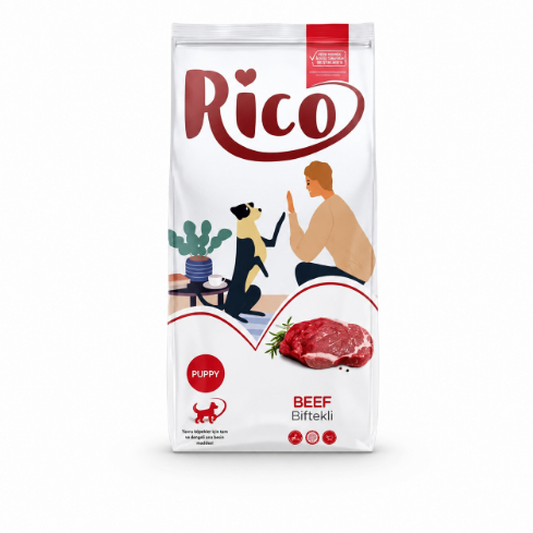 Rico Puppy Beef — ლეკვების მშრალი საკვები საქონლის ხორცით, 15 კგ