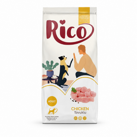 Rico — ზრდასრული ძაღლების სრულფასოვანი მშრალი საკვები ქათმით, 15 კგ
