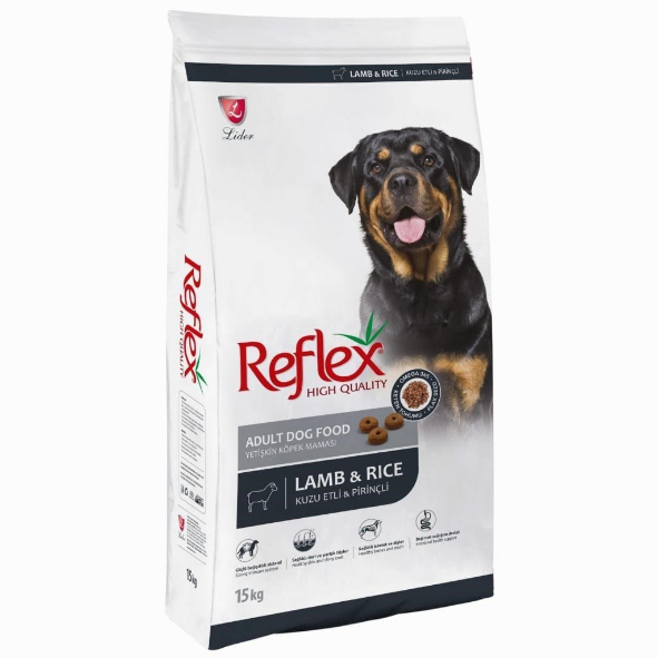 Reflex — ზრდასრული ძაღლების მშრალი საკვები ბატკნის ხორცითა და ბრინჯით, 15 კგ