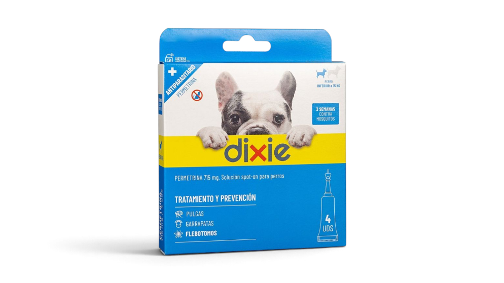 Dixie - ინსექტიციდური პიპეტა მცირე ჯიშის ძაღლებისთვის (<15 კგ) (4 პიპეტი)